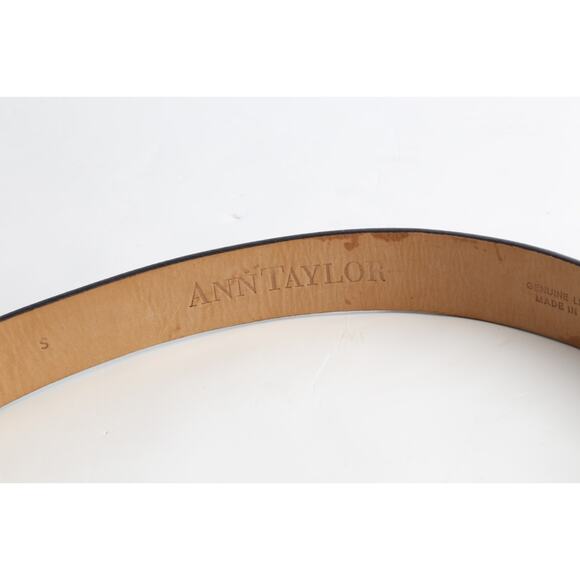 ANN TAYLOR Belt Black Genuine Leather Round Buckle Size S - Picture 5 of 7